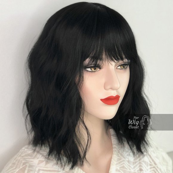 Natural Black Wavy Wig with Bangs | Mathilda main image 5